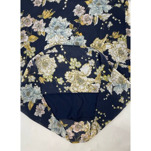 H&M Women's Blue Floral Shift Dress Split Neck  Boho Flaws See Photos Size 10 - Picture 10 of 15